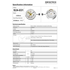Swisstech 2824 standard